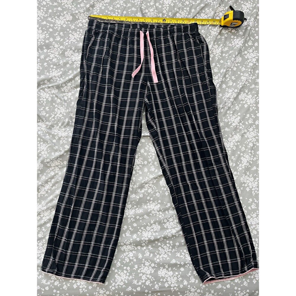 Victoria's Secret PINK Flannel Pajama Pants Black Pink Plaid Houndstooth 2017